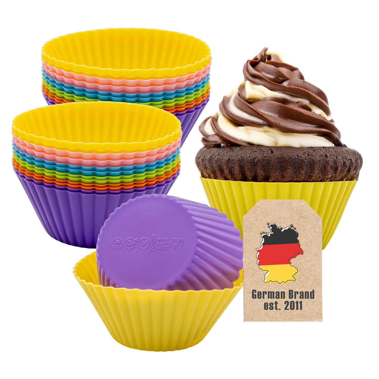 MUFFIN CUPCAKE FORMEN (24 Stück) - Multicolor, Kunststoff (7/3.2/7cm) - Intirilife
