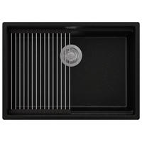 SPÜLBECKEN Praga Slim, 2-er set Schwarz Metallic 66/47 cm 1 Becken + Ablauf-Set + Aufrollbare Abtropffläche ab 70er Unterschrank - Chromfarben/Schwarz Hochglanz, Kunststoff (66/20/47cm) - Primagran