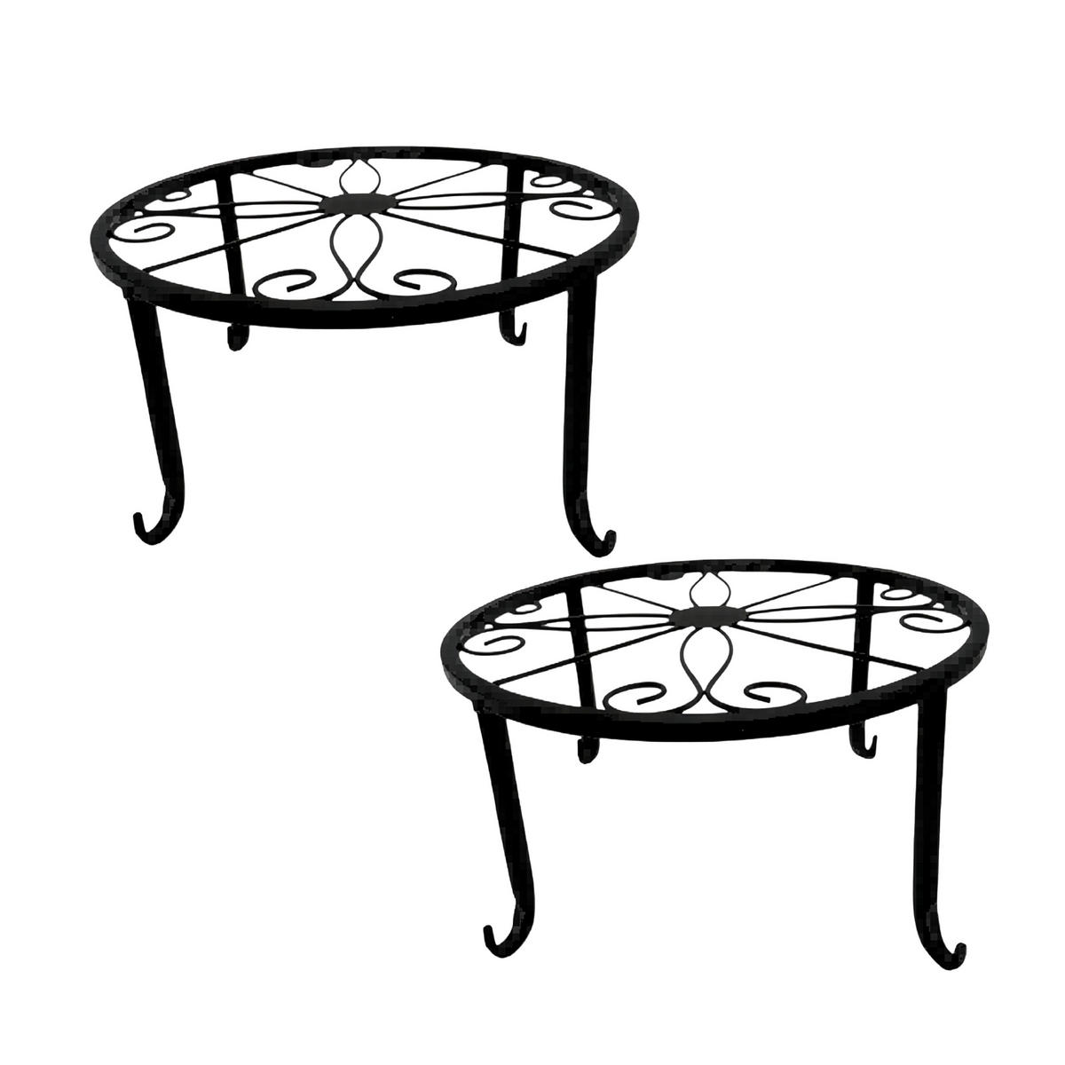 2XBLUMENSTÄNDER - Schwarz, Metall (23/11/23cm) - Relaxdays