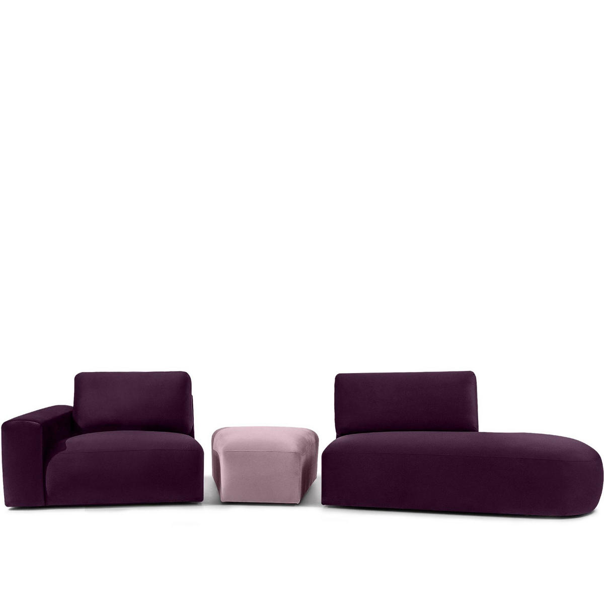 4-SITZER ECKSOFA ZUCCO Velour rechts, Violett - Violett, Textil (350/84/105cm) - KONSIMO®