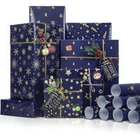 GESCHENKPAPIER Set 8 Rollen 43 x 100 cm Dunkelblau Weihnachtsmotive - Dunkelblau, Papier (43/1.5/100cm)