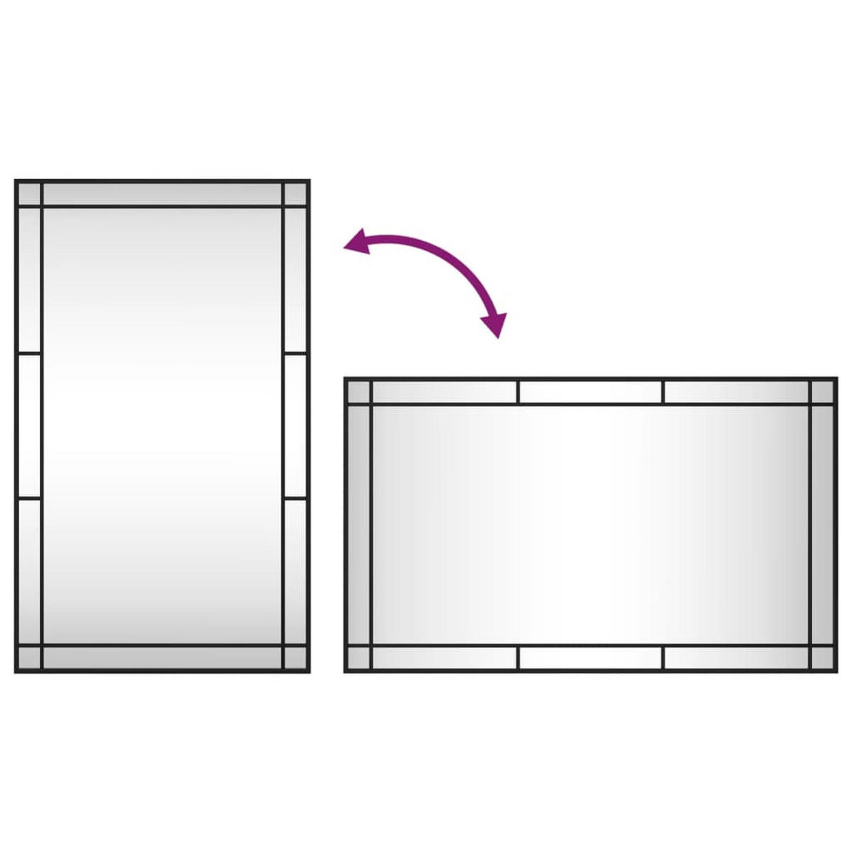 WANDSPIEGEL Schwarz 60/100 Cm Rechteckig Eisen - Schwarz, Metall (60/1.5/100cm) - vidaXL
