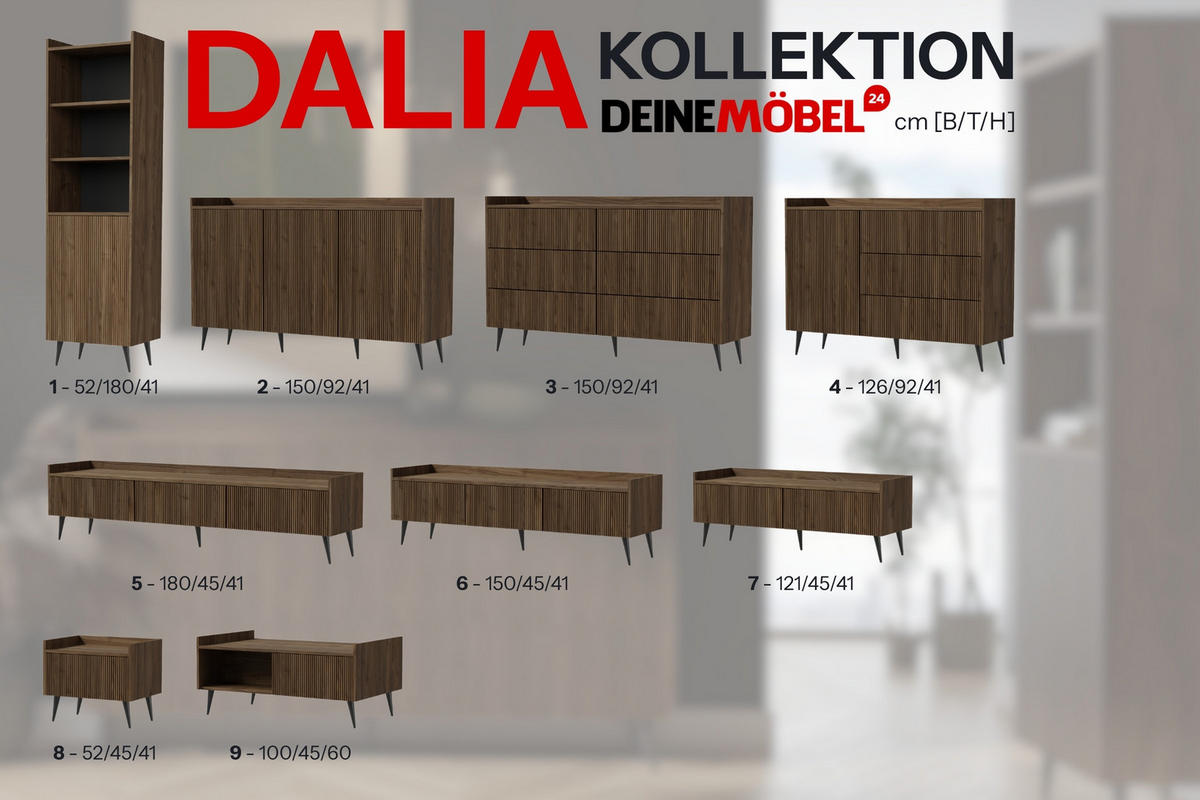 REGAL DALIA 01 52 / 180 / 41 cm in Frühlingseiche - Walnussfarben, Holzwerkstoff (52/180/41cm) - Deine Möbel 24