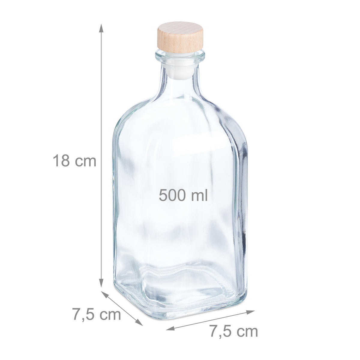 6XFLASCHE - Transparent, Glas/Kunststoff (7.5/18/7.5cm) - Relaxdays