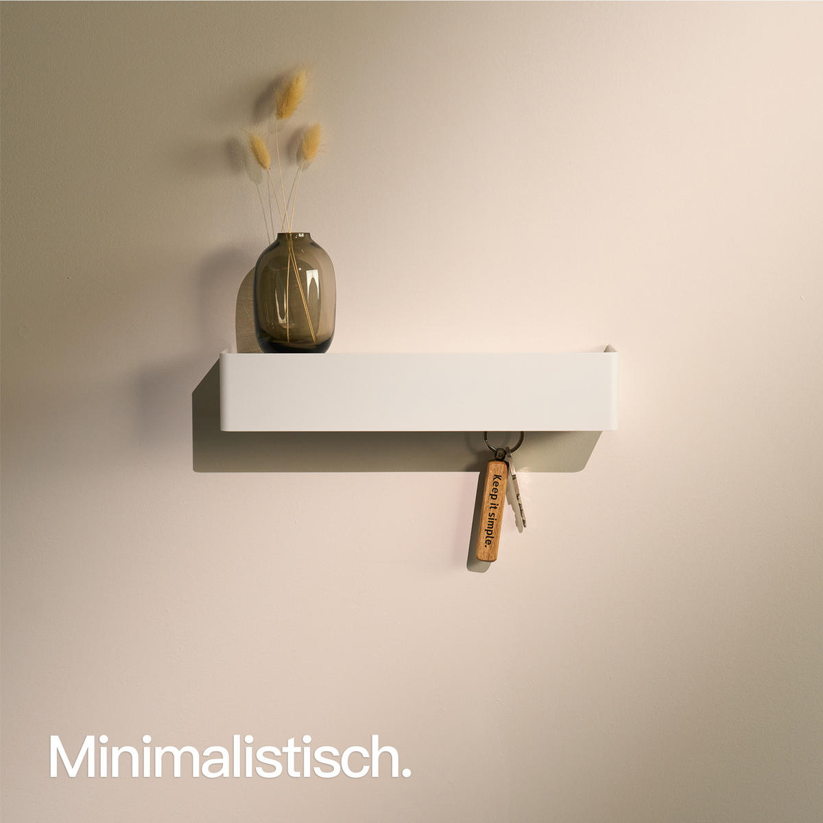 SCHLÜSSELBRETT MIT ABLAGE - Weiß, Metall (28/5.5/7.5cm) - Designfabrik Hamburg