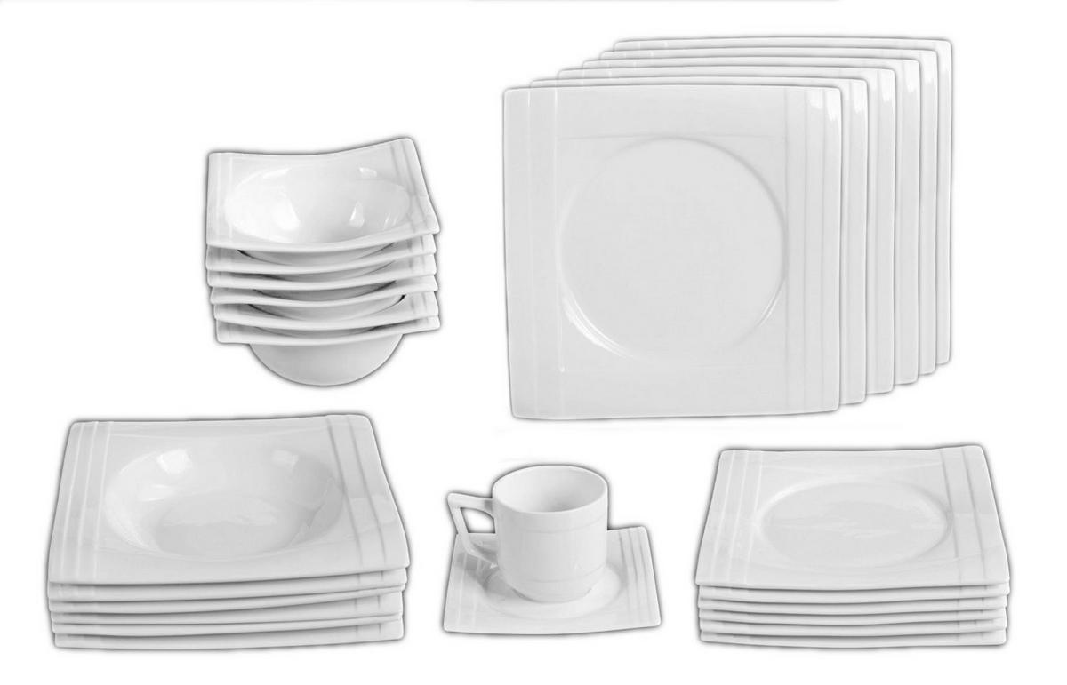 KOMBISERVICE 72-teilig Seline für 12 Personen - Weiß, Keramik (50/30/30cm) - TULLIP
