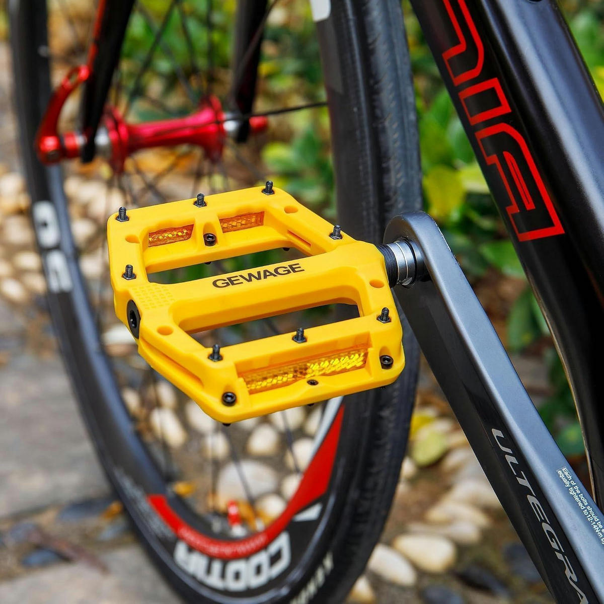 FAHRRADPEDALE Nylonfaser Gelb mit Reflektoren - Gelb, Kunststoff (11.3/1.8/13cm)