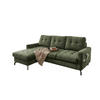 ECKSOFA mit Schlaffunktion und Bettkasten, Luxus-Mikrofaser - Dunkelgrün/Schwarz, Textil/Metall (230/150cm) - myHomelando