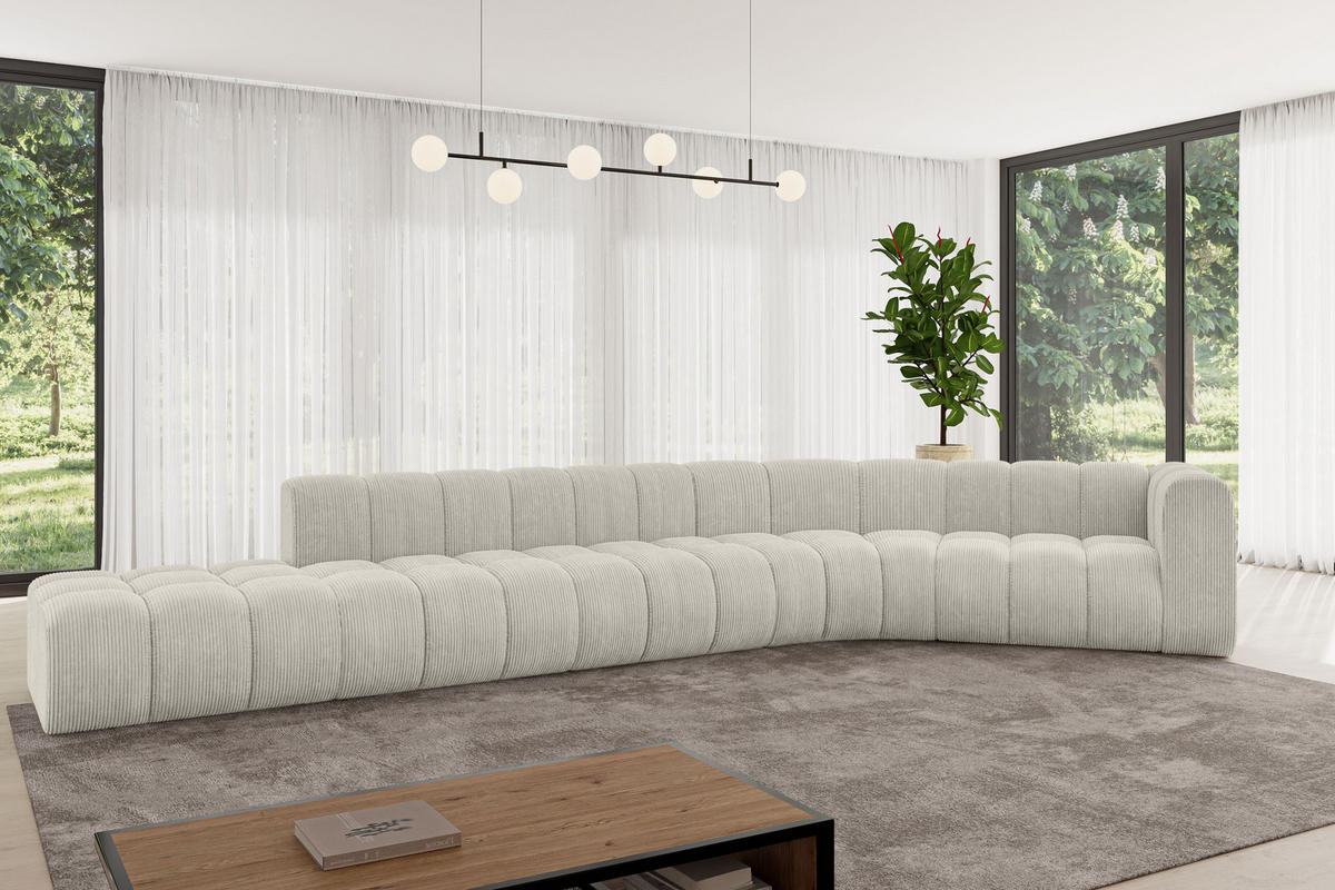 ECKSOFA modulares Sofa Tilmo-L2 - 490x194x70 cm Creme - Hellgrau/Creme, Holzwerkstoff/Textil (490/194cm) - ALTDECOR