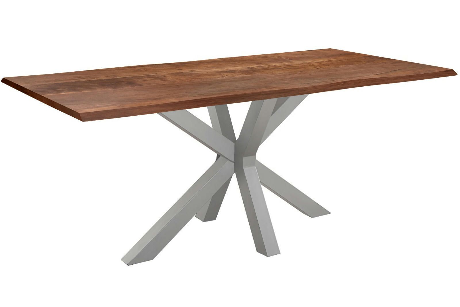 ESSTISCH SPYRO - Silberfarben/Braun, Holz/Metall (100/200/76cm) - SAM