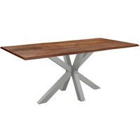 ESSTISCH SPYRO - Silberfarben/Braun, Holz/Metall (100/200/76cm) - SAM