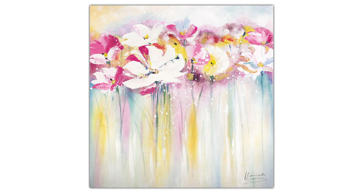 ÖLGEMÄLDE 80/80 cm - Pink/Weiß, Holz/Textil (1.6/80cm) - KUNSTLOFT