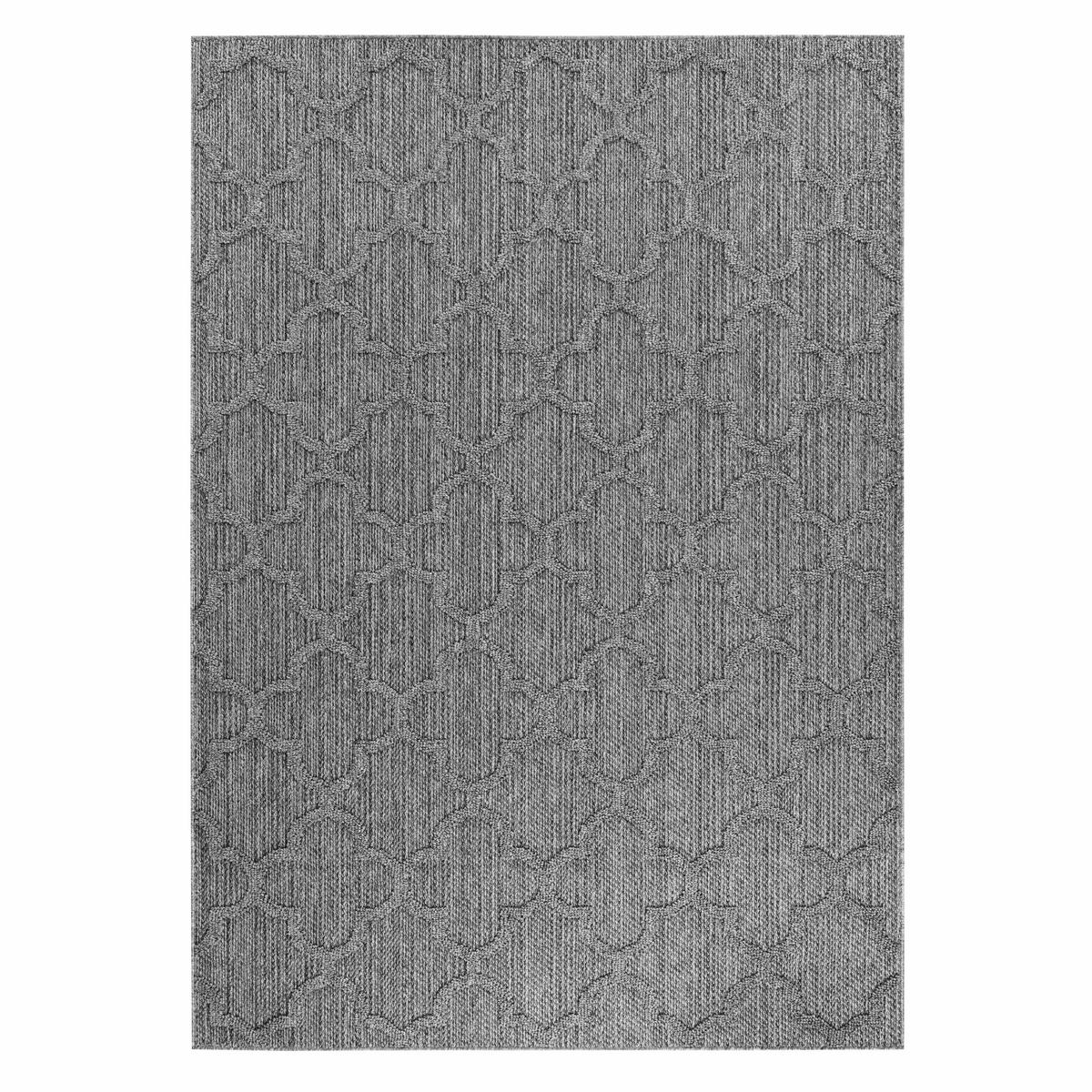 TEPPICH Outdoor Flachgewebe Skandi-Muster Polypropylen Balkon Grau Rechteckig 200x290 - Grau, Textil (200/290cm) - KADIMA DESIGN