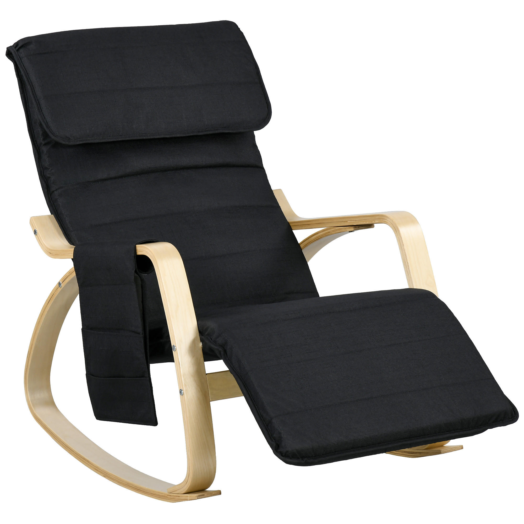 SCHAUKELSTUHL DE-17383 Schwarz - Schwarz, Holz (110/91/67cm) - ComfortXL