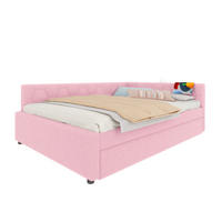 TAGESBETT 140/200 cm mit Ausziehbett, USB- und Typ-C-Anschluss, Nachttischlampe und Vliesimitat-Bezug, Rosa/Weiß - Rosa, Textil (140/200cm) - Redom
