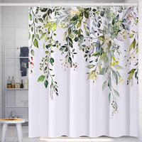 DUSCHVORHANG Grün Blumen wasserdicht maschinenwaschbar schnelltrocknend - Grün, Textil (180/180cm) - MCBOSON