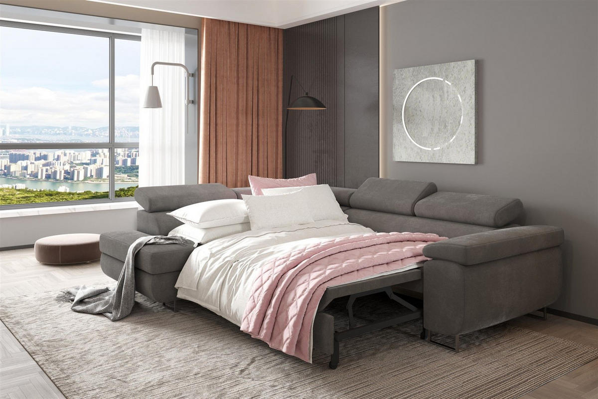 ECKSOFA Jade Mit Schlaffunktion - Rot, Holzwerkstoff/Textil (202/275cm) - Fun Möbel