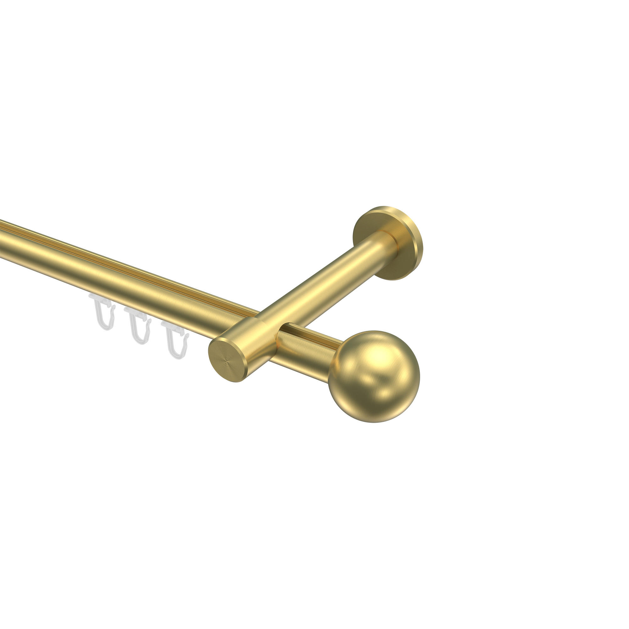 GARDINENSTANGE INNENLAUF Prestige Luino 480 cm (geteilt in 3 x 160 cm), 1-läufig, 20 mm Ø Messing-Optik - Messingfarben, Metall (480cm) - INTERDECO