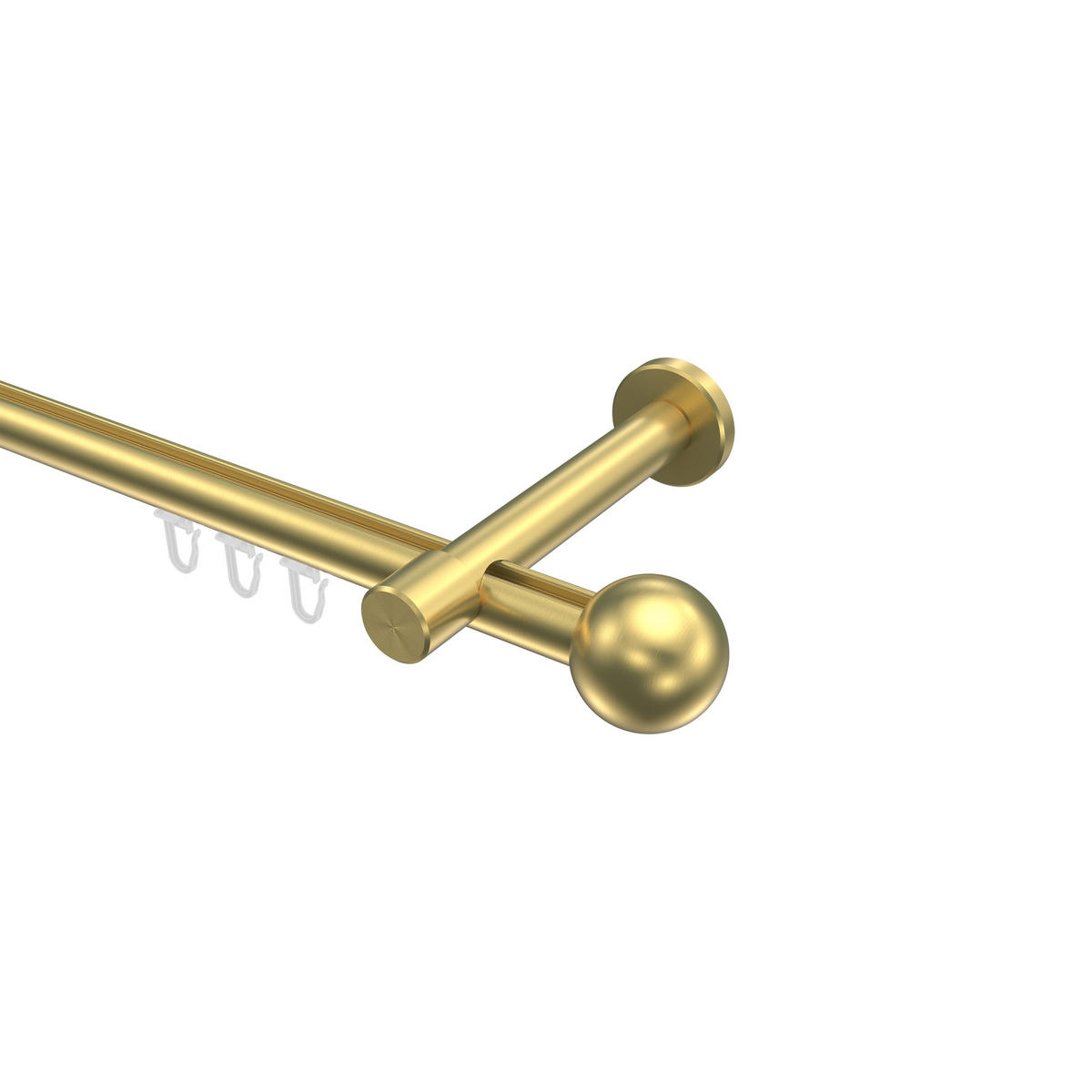 INNENLAUF-GARDINENSTANGEN-SET Prestige Luino 360 cm (geteilt in 2 x 180 cm), 1-läufig, 20 mm Ø Messing-Optik - Messingfarben, Metall (360cm) - INTERDECO
