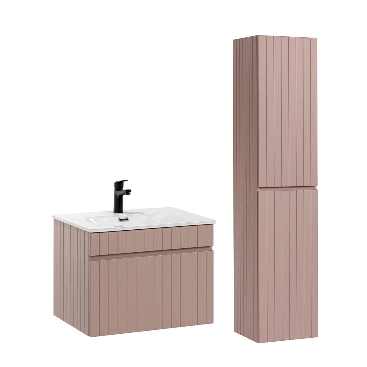 BADMÖBEL 60cm Zelie 2er-Set Rose - Pink, Holzwerkstoff (60/46/46cm) - Petits-meubles