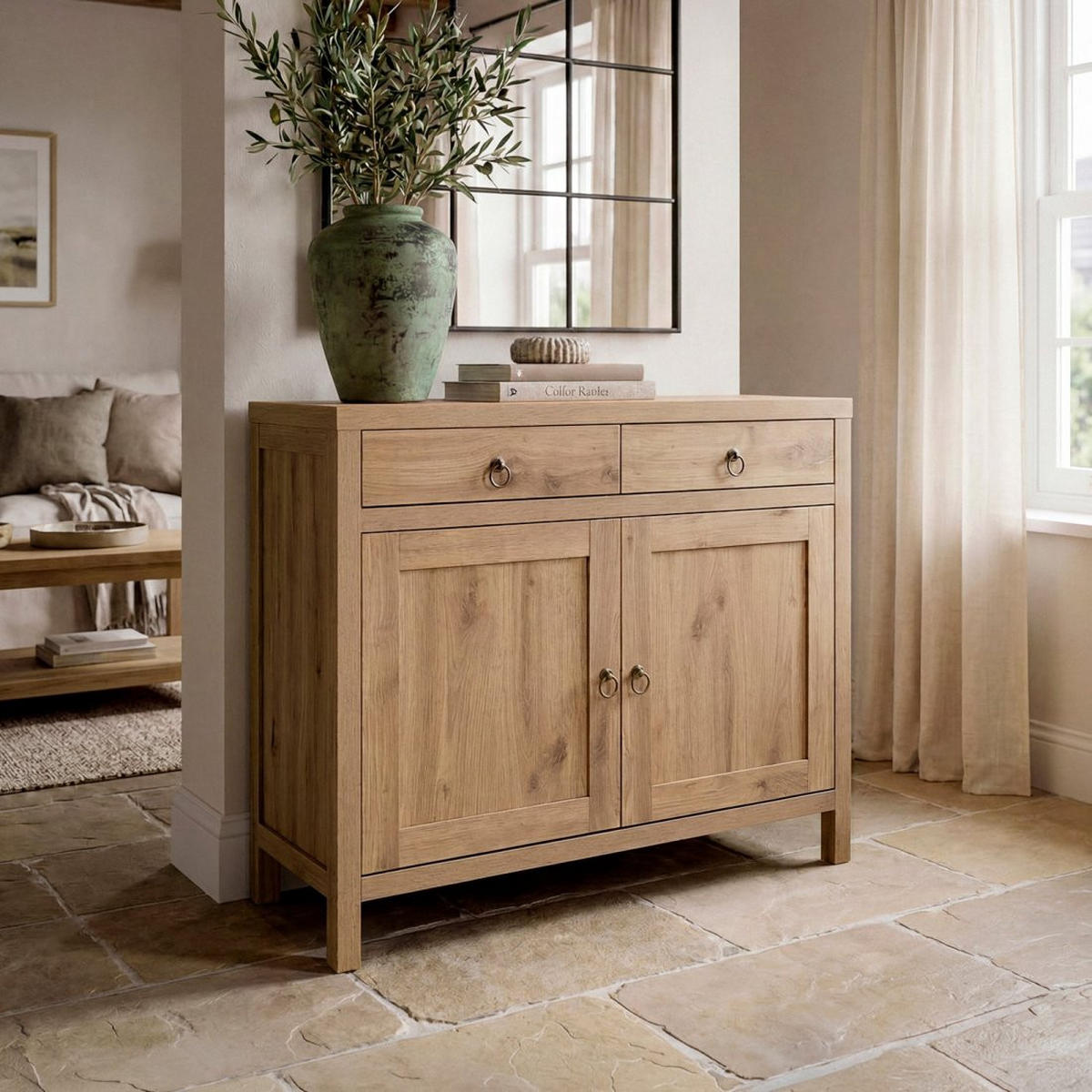 KOMMODE FÜR DIE EINGANGSHALLE Livorno Natürlich 100 cm x 85 cm - Naturfarben, Holzwerkstoff (100/85/40cm) - Klast Home