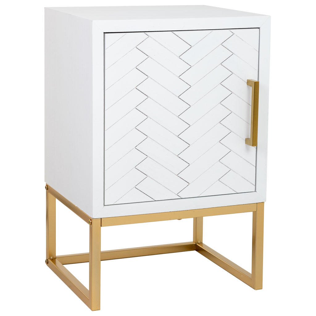 NACHTTISCH aus Metall und Holz, 40x35x61cm - Weiß, Holz (40/61/35cm) - Wanderlust