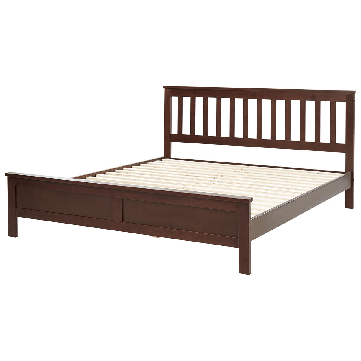 HOLZBETT 160/200cm Dunkler Holzfarbton Mayenne - Dunkelbraun, Holz (160/200cm) - Beliani