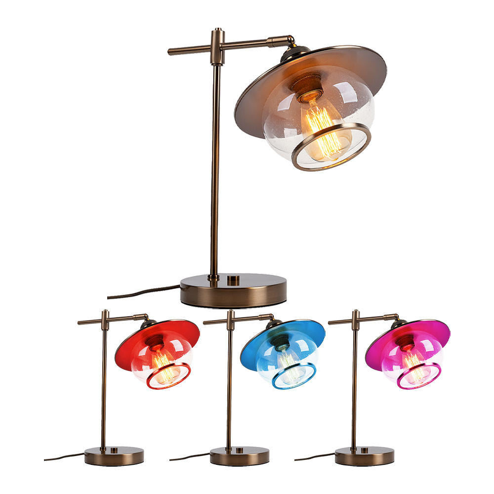 LED TISCHLEUCHTE Metall Bronze - Bronzefarben, Glas (37/22/42cm) - Globo Lighting