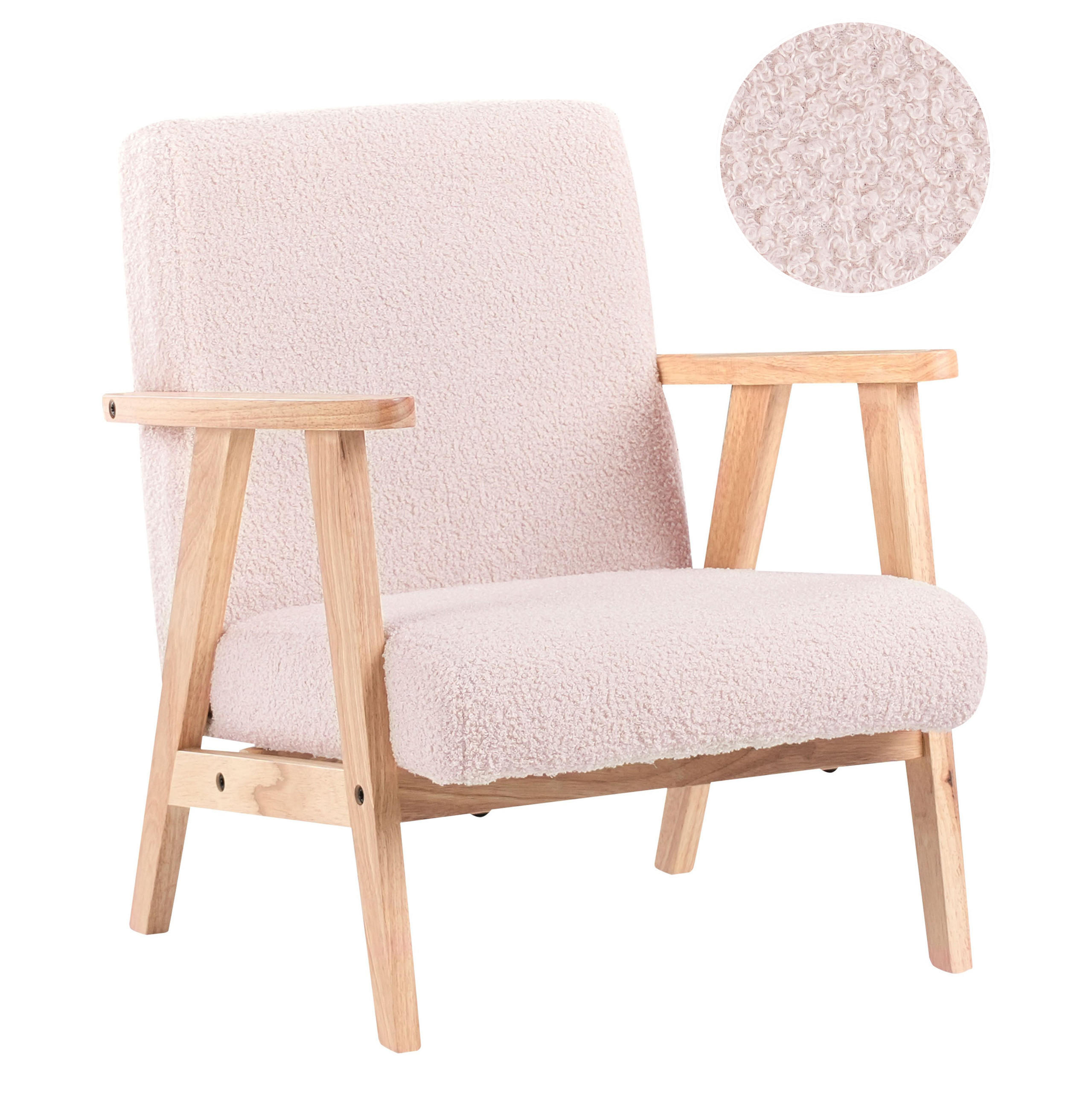 KINDERSESSEL Bouclé Pastellrosa Linde - Pink, Textil (46/58/55cm) - Beliani