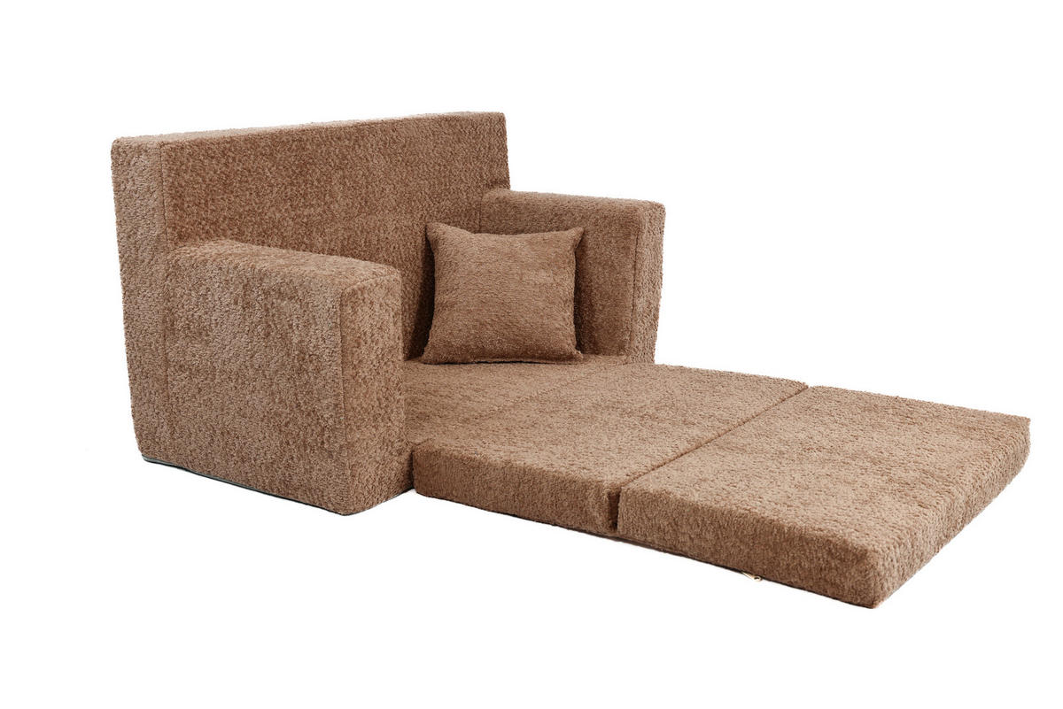 KINDERSOFA David – Stilvoller Komfort für das Kinderzimmer - In den Trendfarben - Braun, Textil (83/47/43cm) - Fortisline
