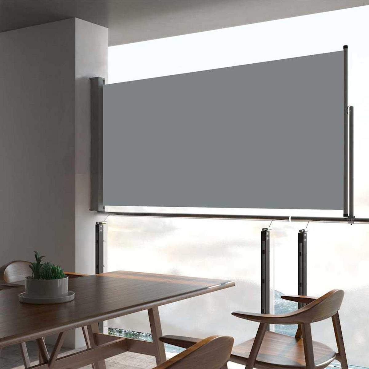 AUSZIEHBARE Seitenmarkise 80x300 cm Grau - Grau, Textil (300/80/300cm) - furnicato