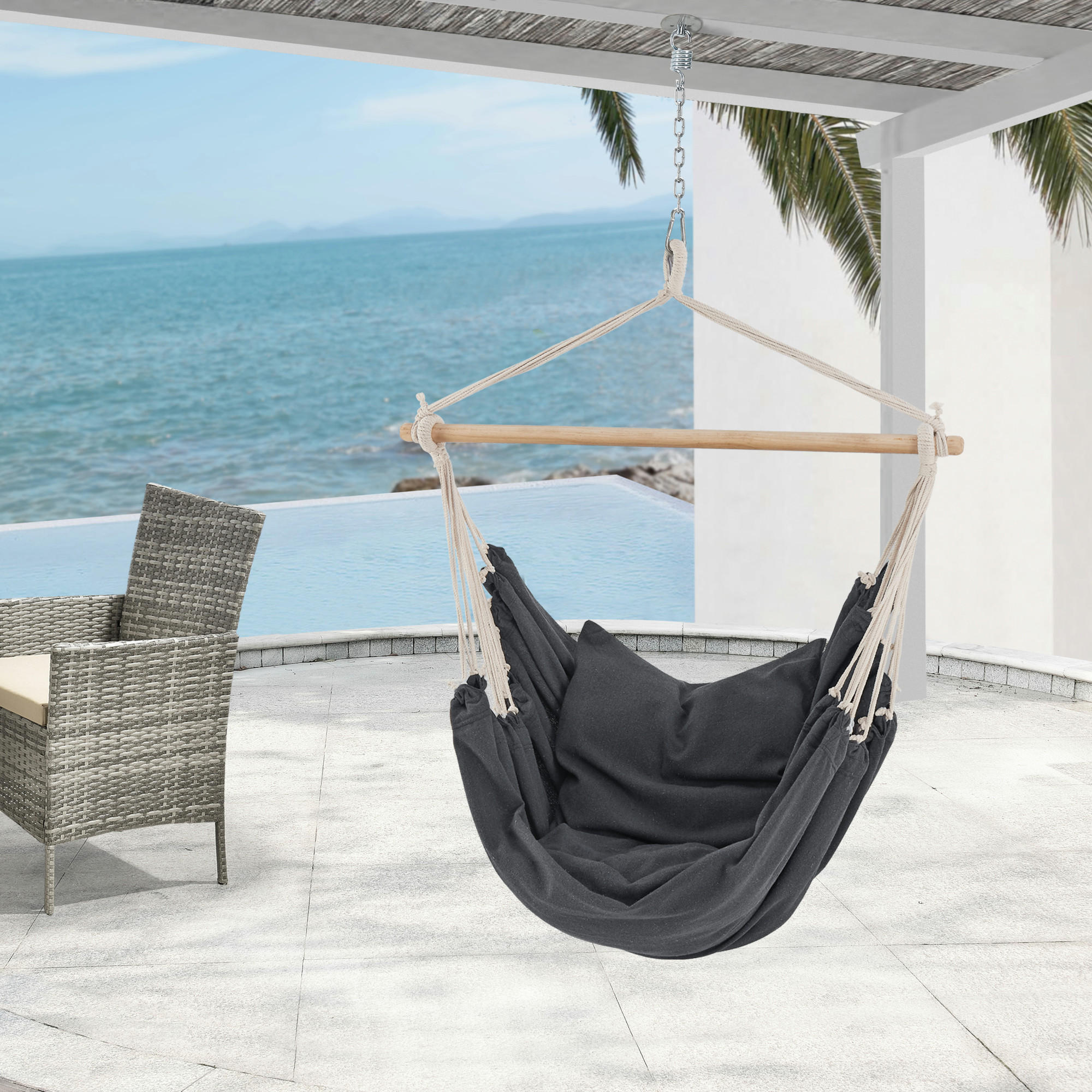 HÄNGESESSEL Peralvillo - Dunkelgrau, Textil (110/125/60cm) - [en.casa]