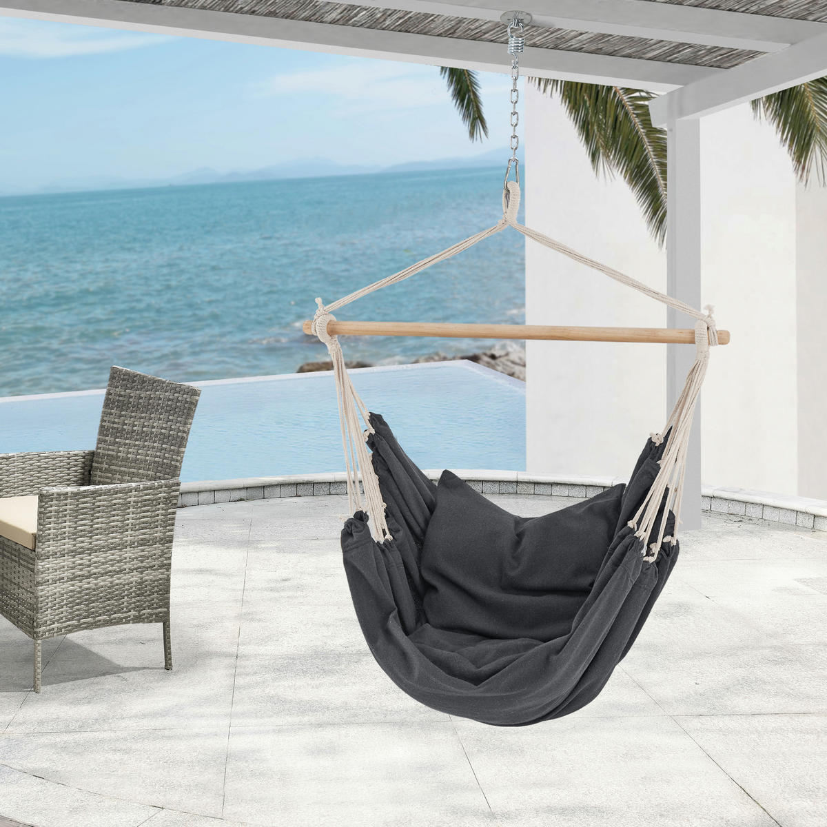 HÄNGESESSEL Peralvillo - Dunkelgrau, Textil (110/125/60cm) - [en.casa]