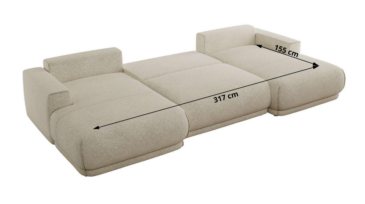 SEDACIA SÚPRAVA RINA U Creme Štruktúra - čierna/krémová, textil/plast (360/85/170cm) - MKS
