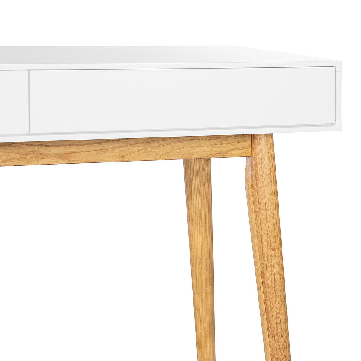 SCHREIBTISCH mit 2 Schubladen - Weiß / Eiche - Weiß, Holzwerkstoff (50/110/80cm) - home24