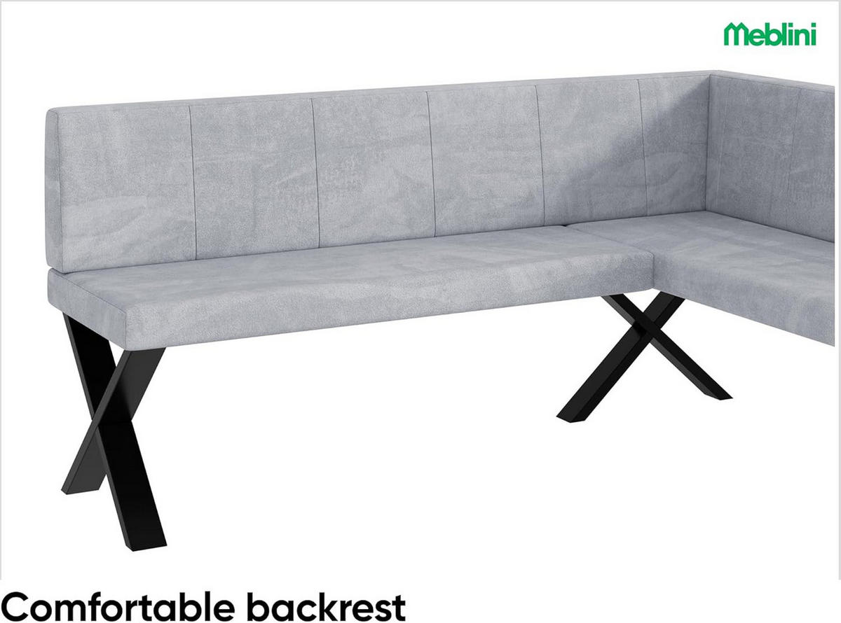 ECKBANK PETER_X - Hellgrau, Textil (128/168cm) - Meblini