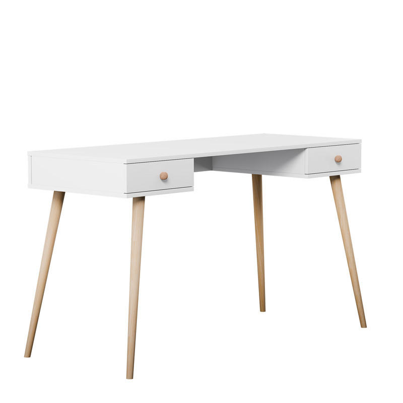 SCHREIBTISCH VALERIO mit 2 Schubladen, 135 cm Weiß - Weiß, Naturmaterialien/Holzwerkstoff (135/54/79cm) - Idohome