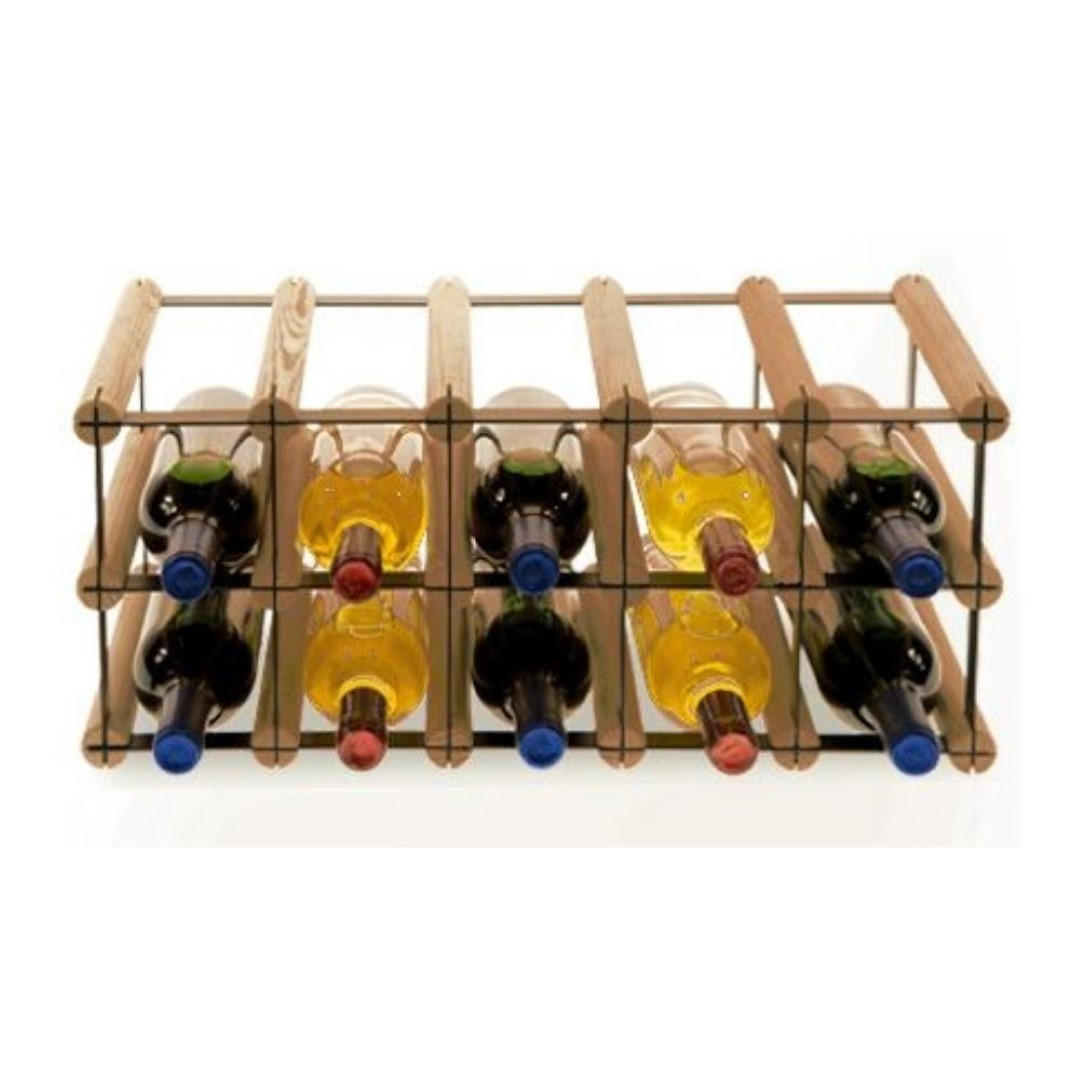 WEINREGAL Vinotega Mod Metal 22,5x52,5x24,5 cm 5x2 Flaschen Massives Kiefernholz Braun Geölt - Braun, Holz (52.5/22.5/24.5cm) - PROREGAL