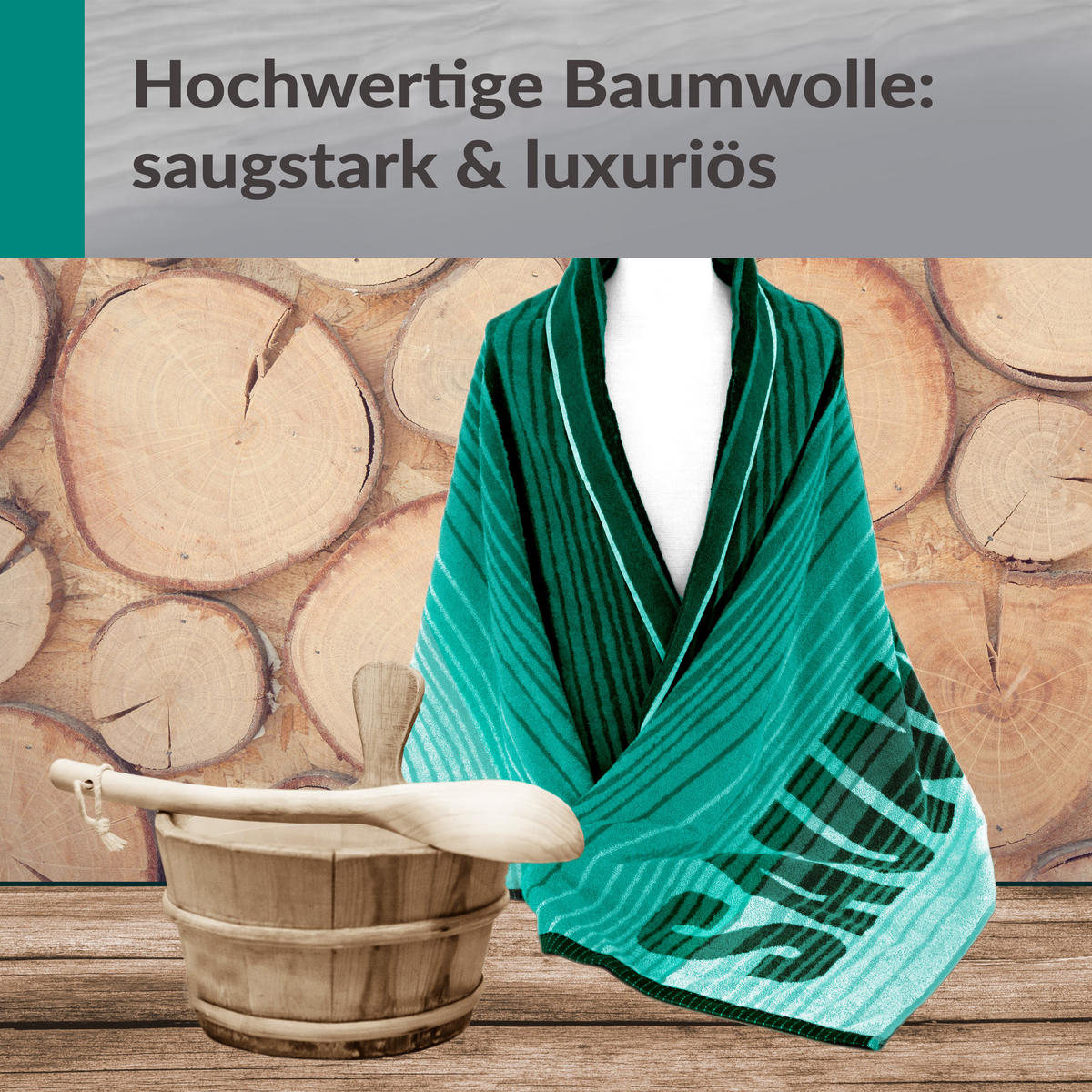 SAUNAHANDTUCH Oslo Grün – Dunkelgrün 85x200 cm - Dunkelgrün/Grün, Textil (85/200cm) - Lashuma