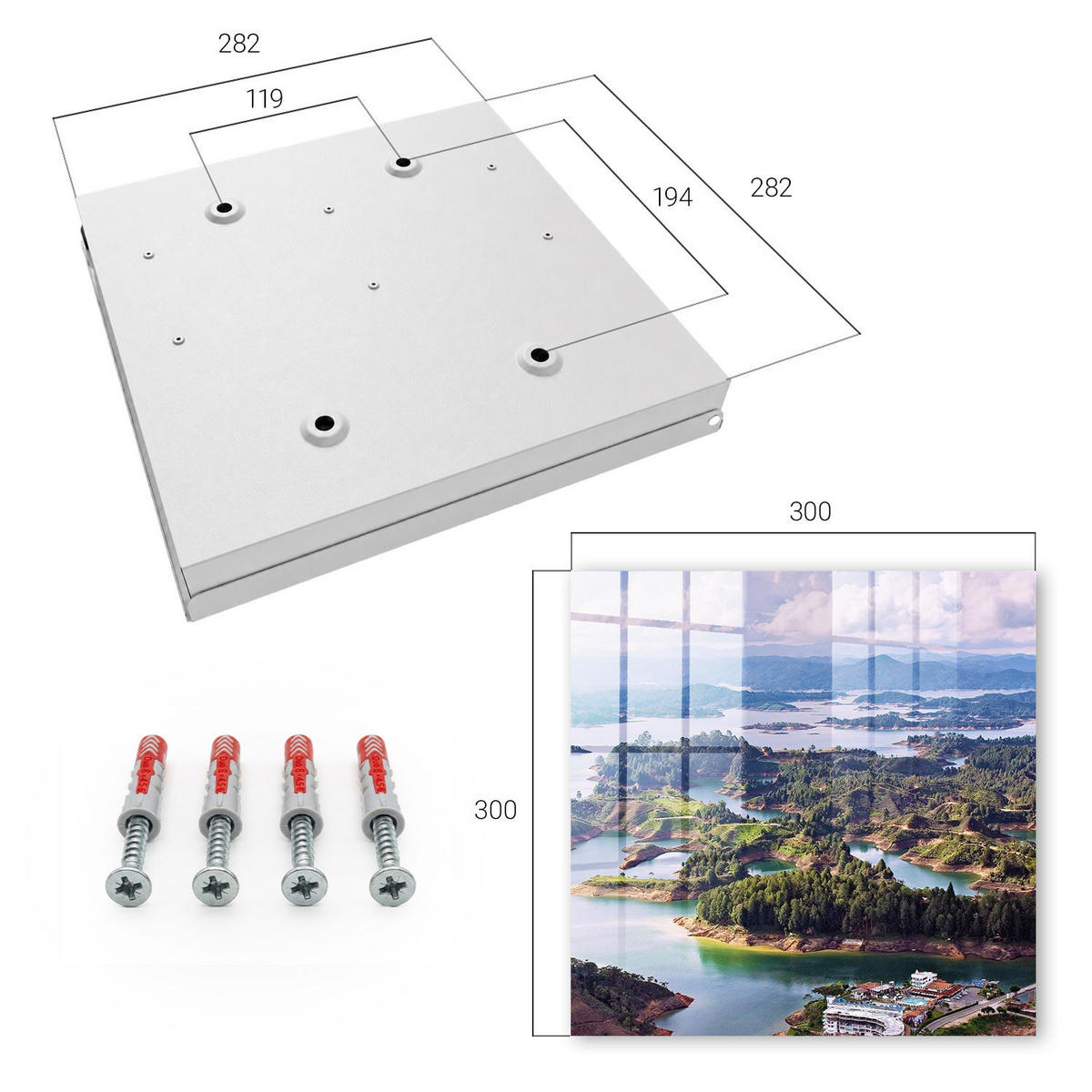 SCHLÜSSELBOX Weiß 30x30 cm – Türöffnung nach rechts - Grüne Inseln - Grün, Metall (30/30/5cm) - TULUP