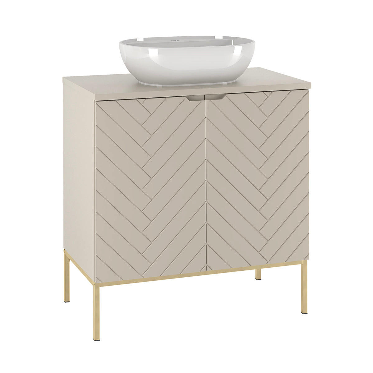 BADMÖBEL 80.6cm Daria 2er-Set Kaschmir - Beige, Holzwerkstoff (80.6/84.2/46.5cm) - Petits-meubles