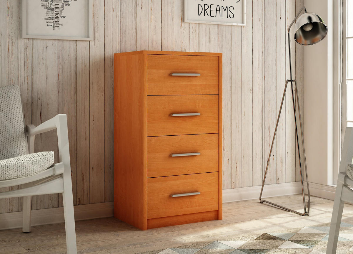 KOMMODE Bodo 4S Erle 40/35/75 cm - Erlefarben, Holzwerkstoff (40/75/35cm) - Matkam Möbel