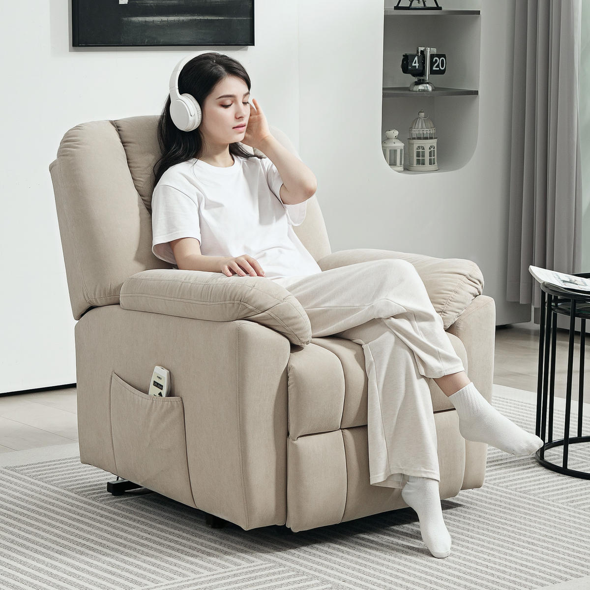 MASSAGESESSEL DE-15427 elektrisch mit Massage, Heizung und USB Beige - Beige, Metall (88/101/93cm) - ComfortXL