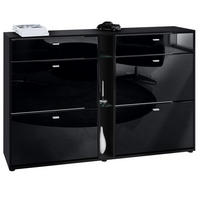 SCHUHSCHRANK Today Fronten in Schwarz Hochglanz - Schwarz Hochglanz, Holzwerkstoff (155.5/95/28cm) - Vladon