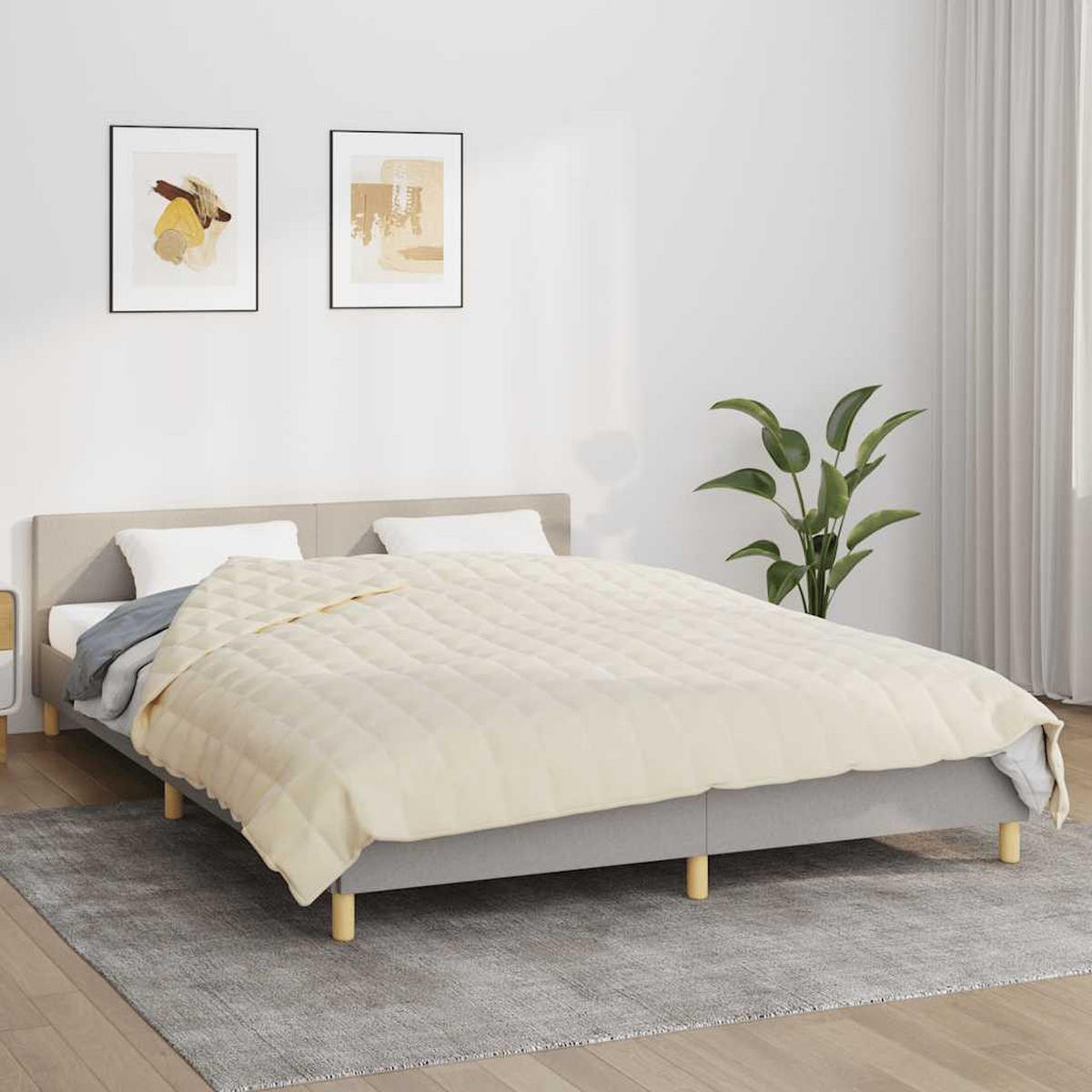 GEWICHTSDECKE Hellcreme 200/200 Cm 13 Kg Stoff - Creme, Textil (200/200cm) - vidaXL