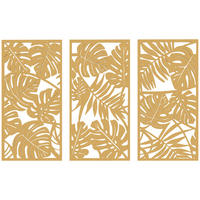 WANDDEKO 3er-Set DE-14365 3D Blätter tropisch Naturholz - Naturfarben, Holzwerkstoff (0.9/80/40cm) - ComfortXL
