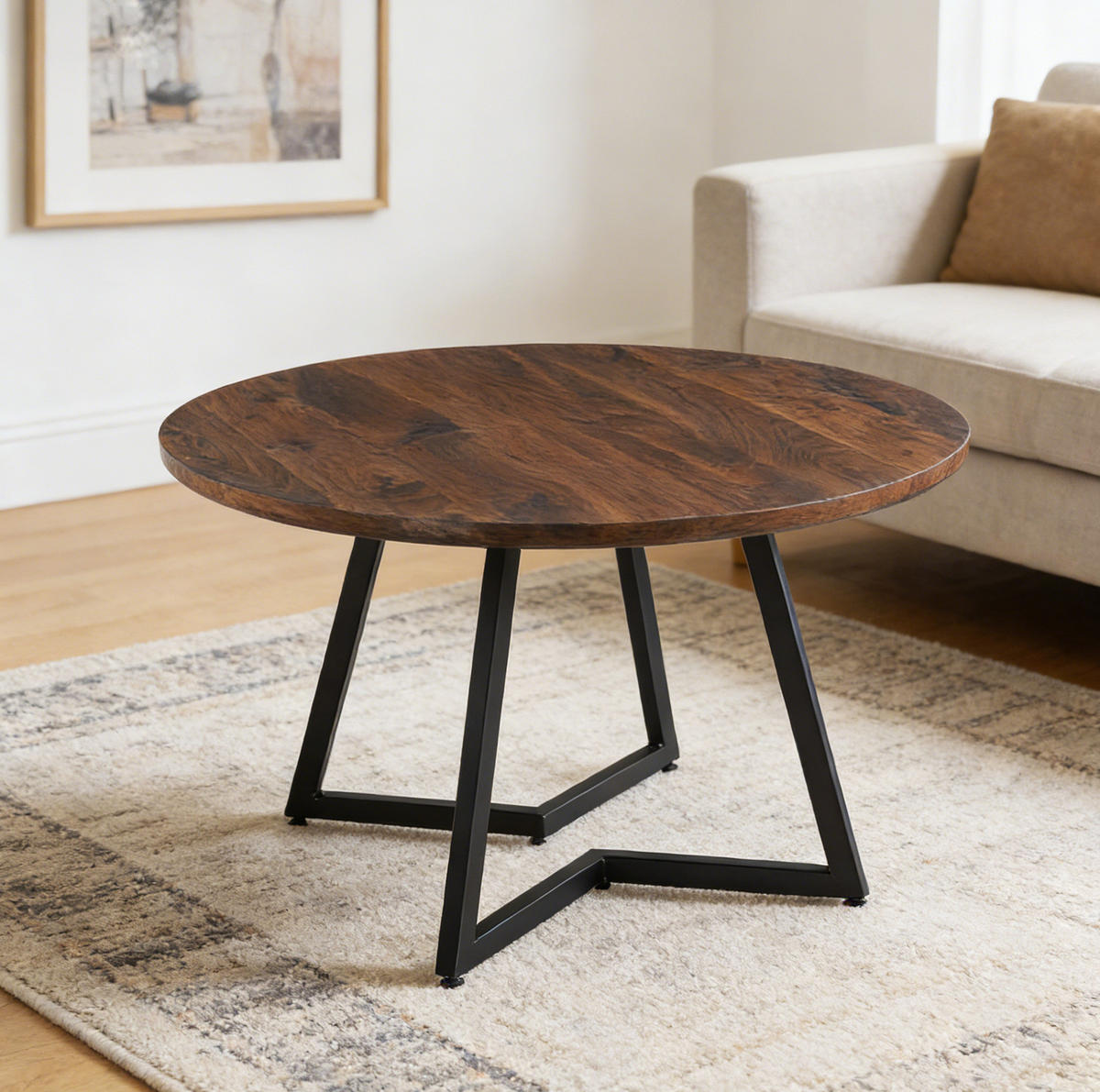ESSTISCH 110/110/75 cm in Walnuss mit MDF-Platte und Metallgestell - Walnussfarben, Holzwerkstoff (110/110/75cm) - Flora Grace
