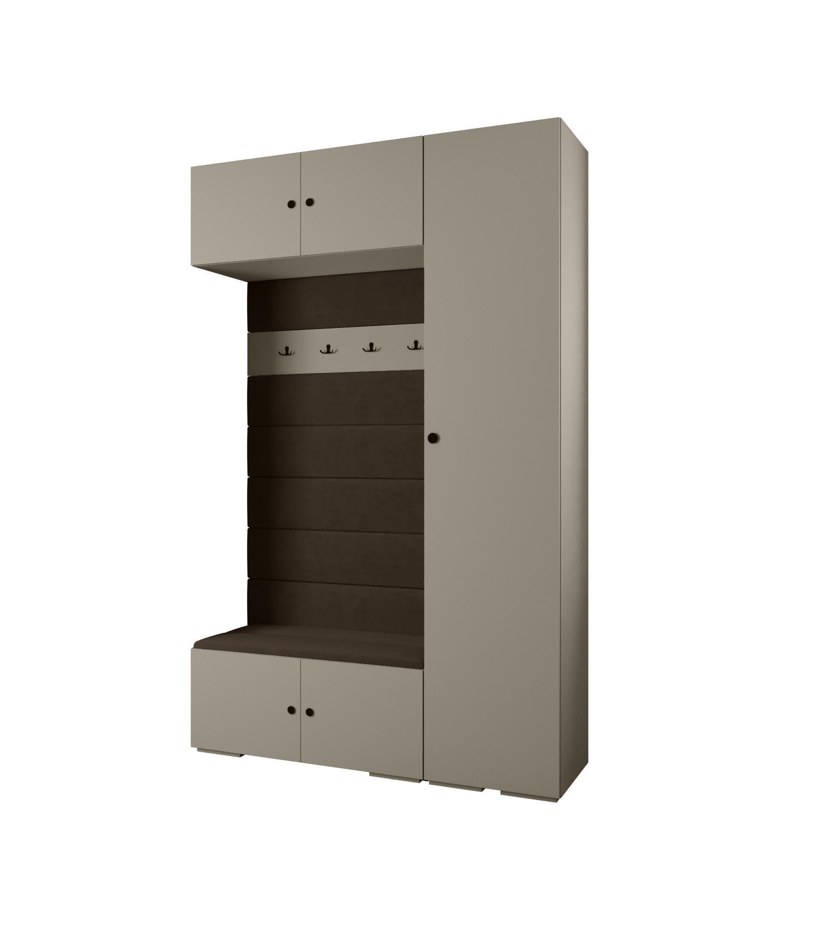 Abiks Möbel Garderoben-Set Kaschmir, Braun, Schwarz 150x236.7x47 cm