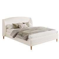 POLSTERBETT 140/190 cm in Weiß Bouclé mit Ohrenkopfteil und Lattenrost - Weiß, Holzwerkstoff/Textil (140/190cm) - CHICFURN