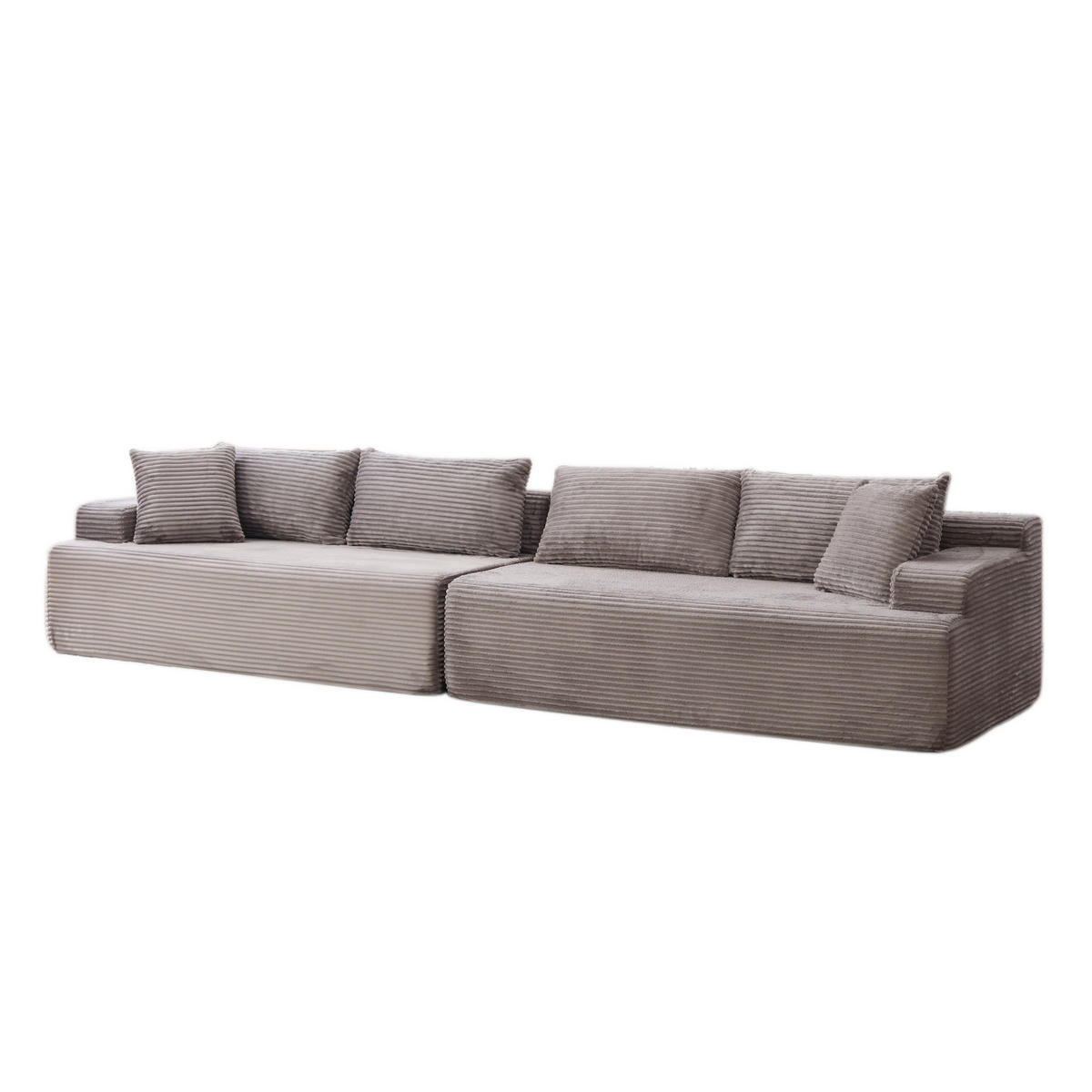 SOFAELEMENT 334/99/74.5 cm Grau Chenille mit 30D hochelastischem Schaumstoff und rutschfestem Bode - Grau, Textil (99/74.5/344cm) - Oxeza